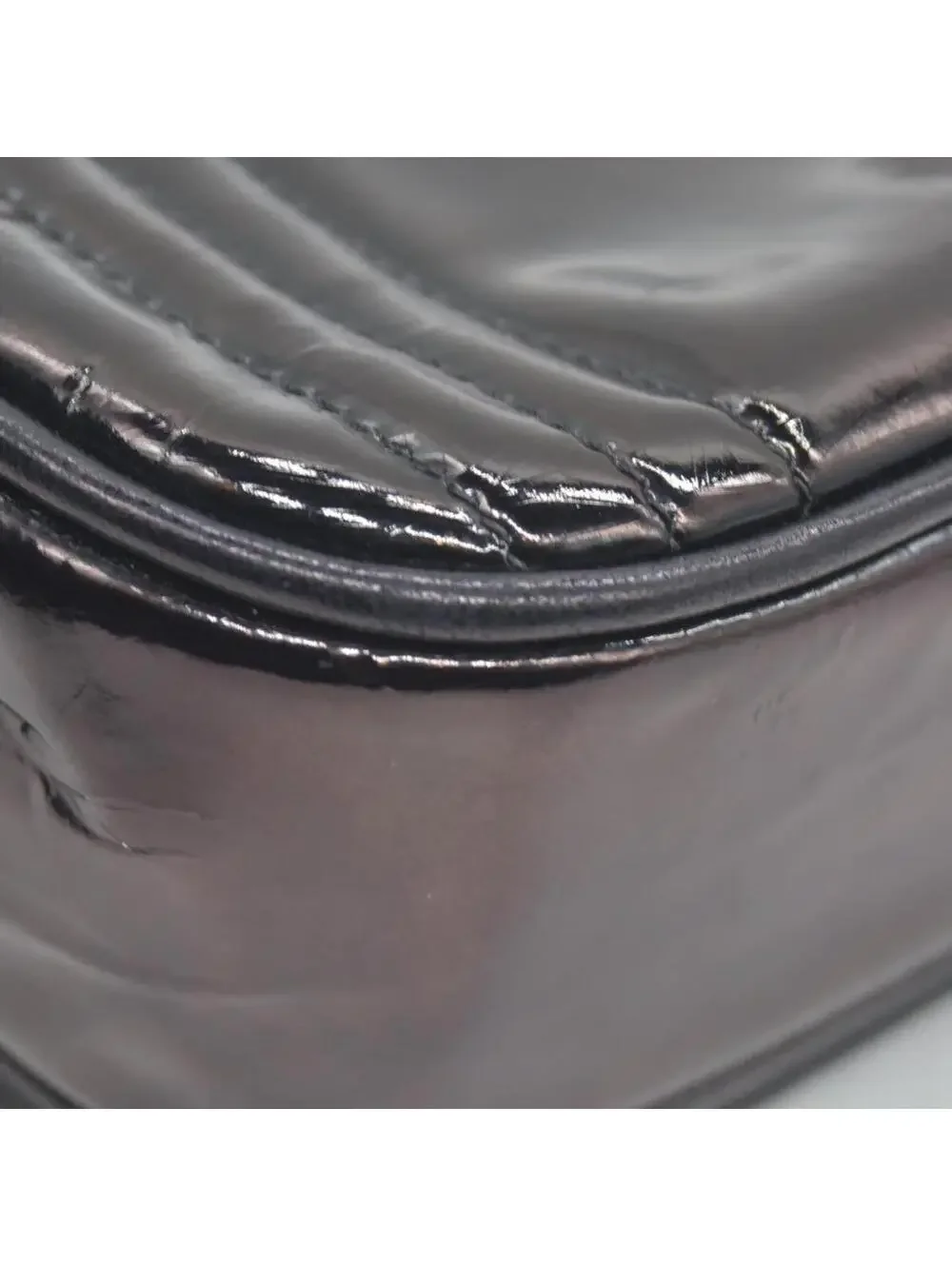 $3500 Chanel Patent Mini Flap Brown Chain Shoulder Bag